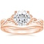 14K Rose Gold Entwined Celtic Love Knot Ring with Petite Curved Wedding Ring
