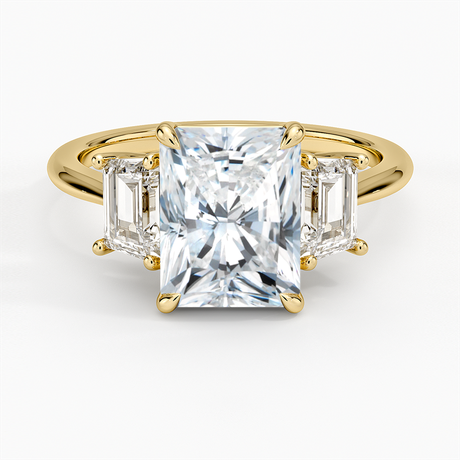 18K Yellow Gold Luxe Embrace Three Stone Trapezoid Diamond Ring