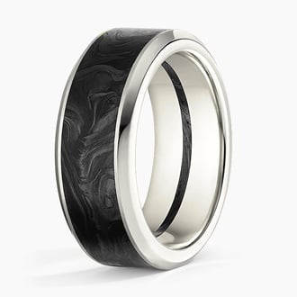 Blaze Black 8mm Wedding Ring in 18K White Gold