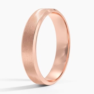 Slim Profile Beveled Edge Matte 4.5mm Wedding Ring in 14K Rose Gold