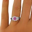 The Diara Ring, smalltop view on a hand