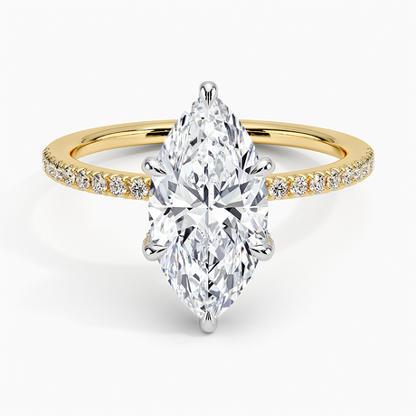 Mixed Metal Hidden Diamond Accent Engagement Ring