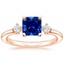 14K Rose Gold Floating Three Stone Diamond Ring, smalltop view