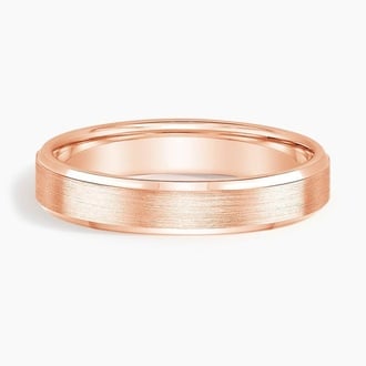 Beveled Edge Matte 4mm Wedding Ring in 14K Rose Gold