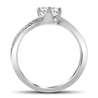 Custom Curved Compass Set Diamond Ring