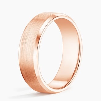 Beveled Edge Matte 6.5mm Wedding Ring in 14K Rose Gold