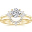 18K Yellow Gold Stella Diamond Ring with Lunette Diamond Ring