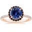 14K Rose Gold Waverly Halo Diamond Ring with Black Diamond Accents, smalltop view