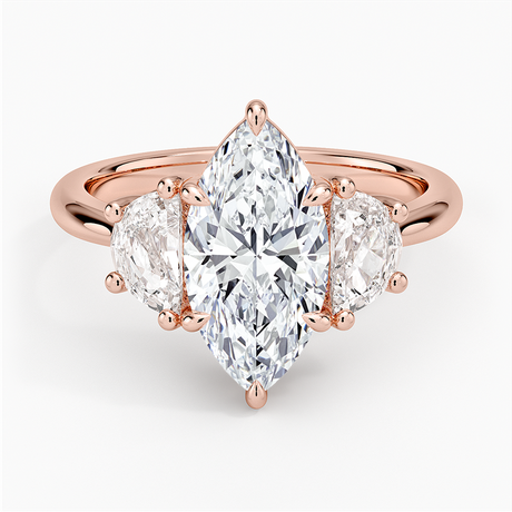 14K Rose Gold Half Moon Three Stone Diamond Ring (1/2 ct. tw.)