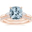 14KR Aquamarine Perfect Fit Three Stone Pear Diamond Ring with Luxe Ballad Diamond Ring, smalltop view