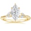 18K Yellow Gold Camellia Milgrain Diamond Ring, smalltop view