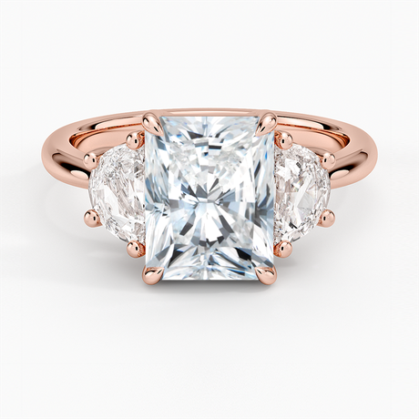 14K Rose Gold Half Moon Three Stone Diamond Ring (1/2 ct. tw.)