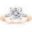 14K Rose Gold Tapered Baguette Three Stone Diamond Ring, smalltop view