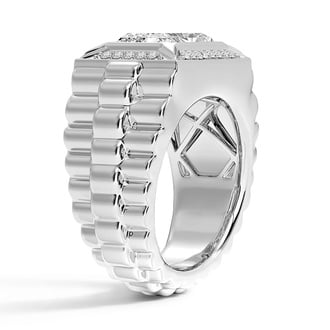 Custom Radiant-Cut Diamond Textured Signet Ring