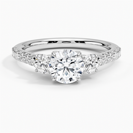 Pavé Three Stone Diamond Ring