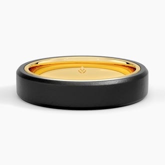 Jett Black 5mm Wedding Ring in 18K Yellow Gold