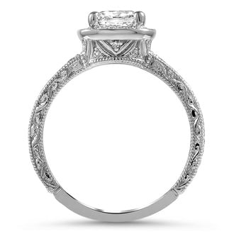 Custom Vintage-Style Halo Diamond Ring