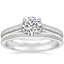 18K White Gold Jade Trau Satin Esthética Solitaire Ring with Satin Petite Comfort Fit Wedding Ring