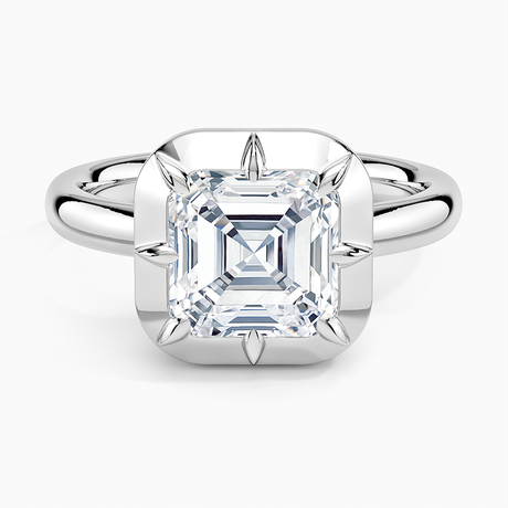 18K White Gold Harper Bezel Prong Solitaire Ring