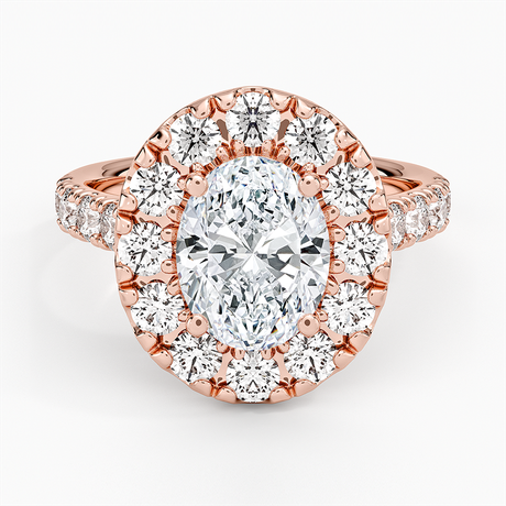 14K Rose Gold Adele Halo Diamond Ring