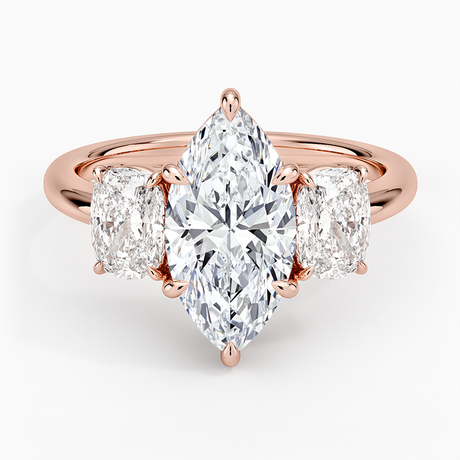 14K Rose Gold Luxe Faye Elongated Cushion Three Stone Diamond Ring (1 ct. tw.)