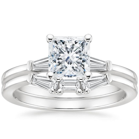 18K White Gold Tapered Baguette Diamond Bridal Set