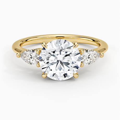 18K Yellow Gold Adorned Opera Three Stone Diamond Ring (1/2 ct. tw.)