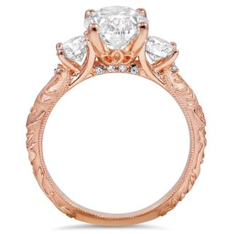 Custom Surprise Gallery Three Stone Ring