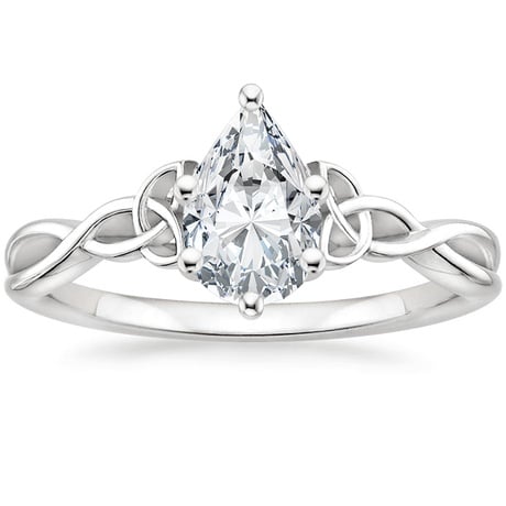 18K White Gold Entwined Celtic Love Knot Ring with Celtic Knot Diamond Ring