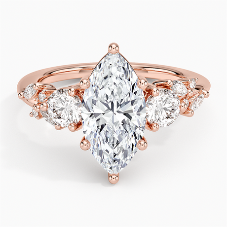 14K Rose Gold Arden Three Stone Diamond Ring