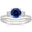 18K White Gold Serena Diamond Ring with Petite Curved Wedding Ring