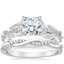 18K White Gold Luxe Secret Garden Diamond Ring (3/4 ct. tw.) with Petite Twisted Vine Diamond Ring (1/8 ct. tw.)