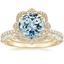 18KY Aquamarine Reina Diamond Ring with Versailles Diamond Ring (3/8 ct. tw.), smalltop view