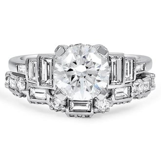 Custom Art Deco Inspired Tiered Baguette Diamond Matched Set
