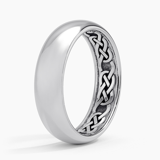 Hidden Celtic Knot 6mm Wedding Ring in 18K White Gold