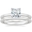 18K White Gold Petite Heritage Diamond Ring with Petite Comfort Fit Wedding Ring