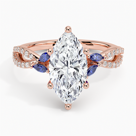 14K Rose Gold Luxe Willow Sapphire and Diamond Ring (1/8 ct. tw.)