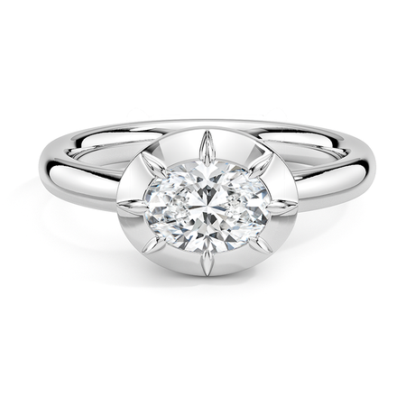 18K White Gold Harper East-West Bezel-Prong Solitaire Ring