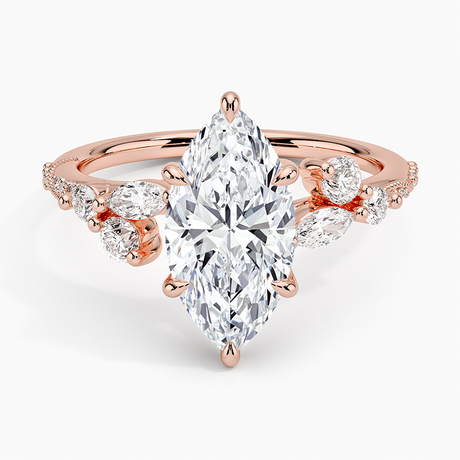 14K Rose Gold Luxe Camellia Milgrain Diamond Ring