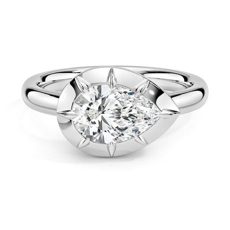 18K White Gold Harper East-West Bezel-Prong Solitaire Ring