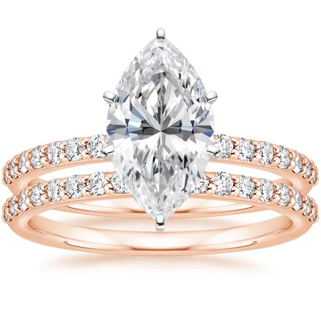 14K Rose Gold Petite Shared Prong Bridal Set (1/2 ct. tw.)