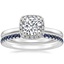 18K White Gold French Halo Diamond Ring with Luxe Ballad Sapphire Ring