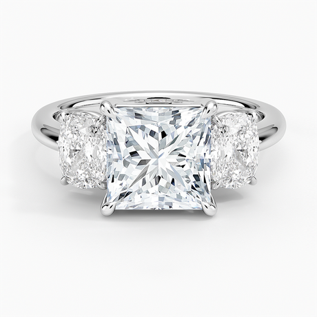 18K White Gold Luxe Faye Elongated Cushion Three Stone Diamond Ring (1 ct. tw.)