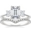 18K White Gold Princess Cut Three Stone Diamond Ring with Flair Diamond Ring (1/6 ct. tw.)