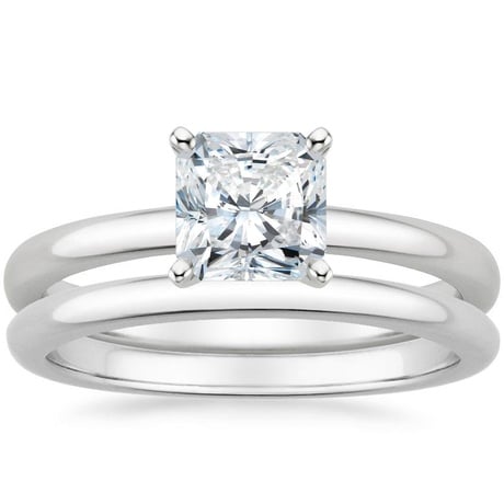 18K White Gold 2mm Comfort Fit Bridal Set