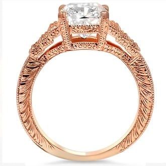 Custom Hand Engraved Rose Gold Step Ring