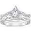 18K White Gold Garland Diamond Ring with Petite Twisted Vine Diamond Ring (1/8 ct. tw.)