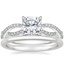 18K White Gold Cascade Diamond Ring with Petite Comfort Fit Wedding Ring