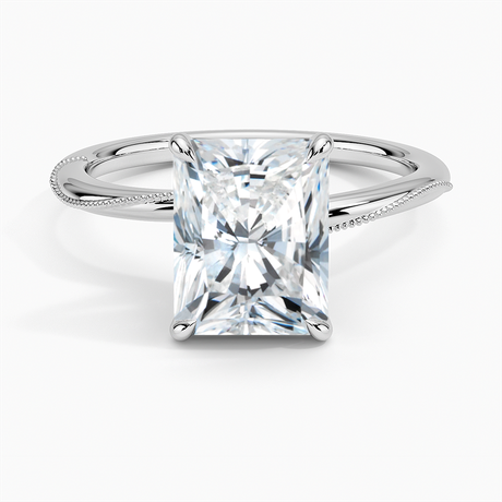 18K White Gold Adorned Camellia Milgrain Diamond Ring