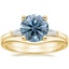 18K Yellow Gold Tapered Baguette Diamond Ring with Petite Curved Wedding Ring